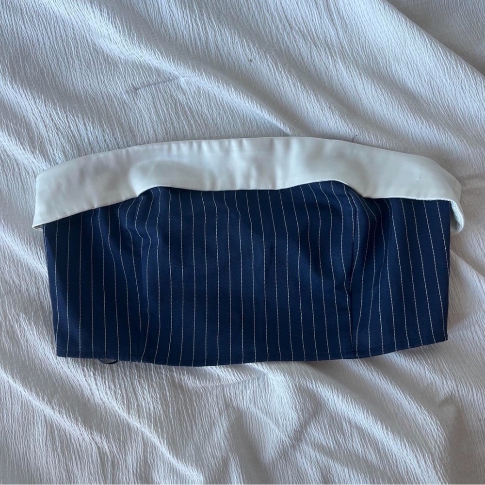 La Hearts Navy and White Strapless Top
